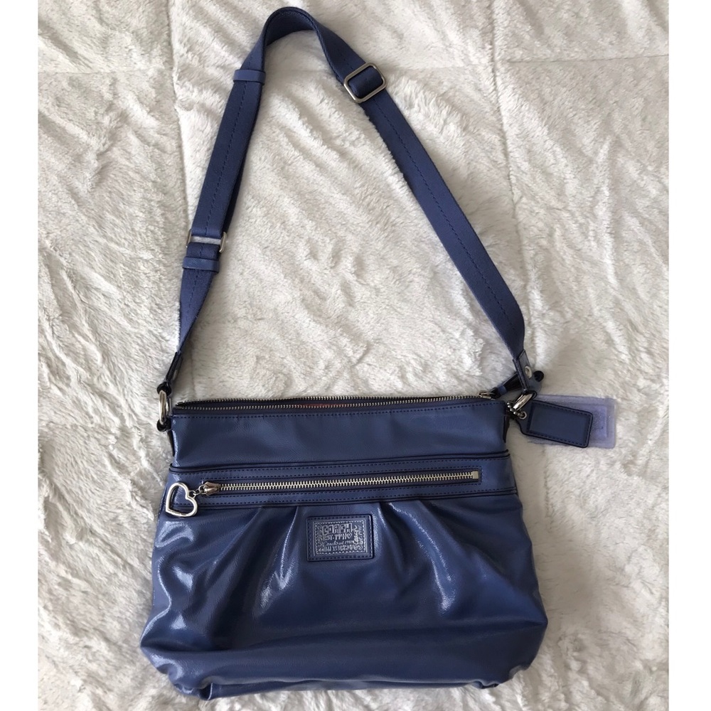 Coach Blue Leather Adjustable Strap Purse